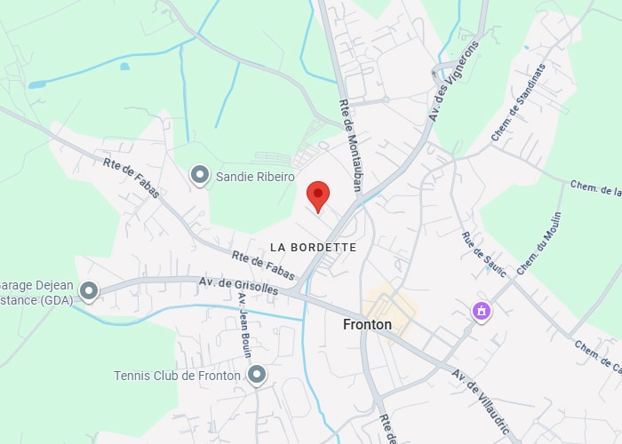 Carte La Bordette Fronton : Rte de Fabas, GDA